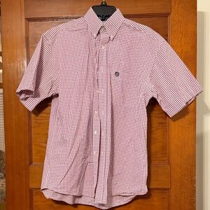 Wrangler Red and White Checkered Button Down Shirt
